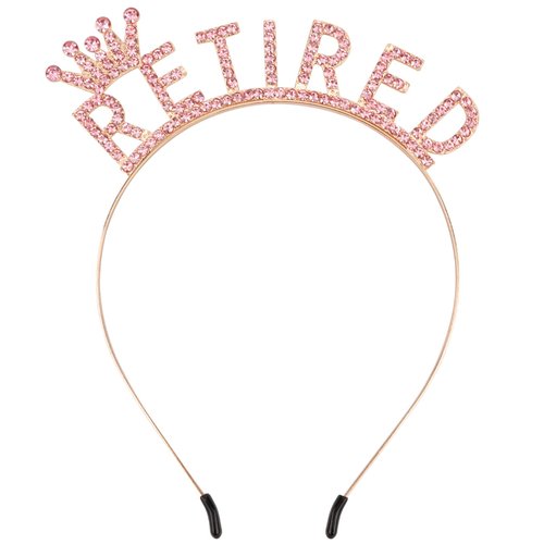 Aprince Retirement Party Decorations for Women Pink Retirement Headband Retirement Crown Tiara Retired Party Supplies Hair Accessories for Women