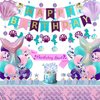 Mermaid Birthday Decorations, Mermaid Birthday Party Supplies Include Mermaid Banner Balloons Tablecloth Cupcake Toppers for Mermaid Party Decorations