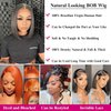 Bob Wig Human Hair 14inch HD Lace Front Wigs for Black Women Human Hair Glueless Short Human Hair Wigs for Black Women Pre Plucked Short Straight Bob Wig 180% Density (bob wig human hair, 14 Inch)