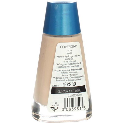 COVERGIRL Clean Matte Liquid Foundation, Ivory, 1 fl oz (Pack of 4)