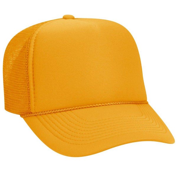 OTTO Polyester Foam Front 5 Panel Pro Style Mesh Back Trucker Hat - Gold