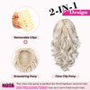 REECHO 12" Ponytail Extension, Classic Loose Curly Wavy Claw Clip Pony tails Hair Extensions Hairpieces for Women - Medium Blonde