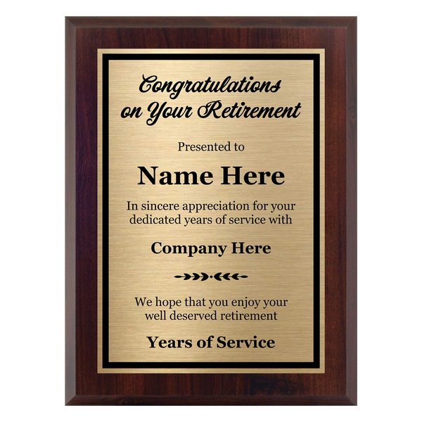 Customized Retirement Plaque 8x10 - Personalized Gift for Co-worker - Award for Women and Men - Customize Now!