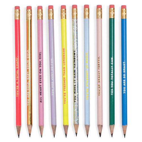 ban.do Write On Colorful Pencil Set of 10, Pre-Sharpened #2 Graphite Pencils for School/Office, Compliments