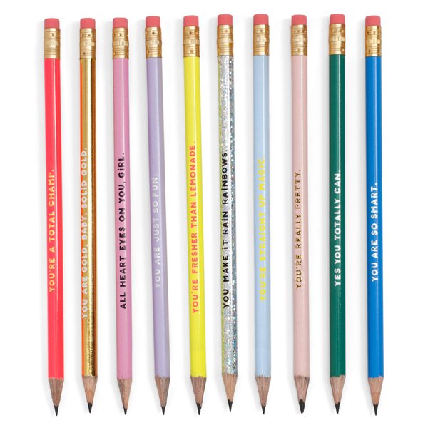 ban.do Write On Colorful Pencil Set of 10, Pre-Sharpened #2 Graphite Pencils for School/Office, Compliments