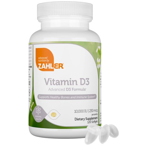 Zahler - Advanced Vitamin D3 10,000 IU Softgels (120 Count) Kosher Vegetarian Friendly Vitamin D for Immune Support, Bone, Teeth & Muscle Health - Daily D3 Vitamin Supplement for Adults - Easy Swallow