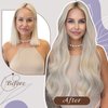 Full Shine Weft Hair Extensions Human Hair White Blonde Sew In Weft Extensions Straight Human Hair Sew In Hair Extensions For Women Blonde Human Hair Bundles Full Head 105G 18 Inch