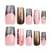 BABALAL Square Press on Nails Long Fake Nails French Tip Glue on Nails Brown Chrome Acrylic Nails 3d Water Wave Design Squoval Stick on False Nails 24Pcs Y2k Manicure Nails for Women and Girls