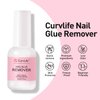 Curvlife Multi-functional Brush-on Nail Glue Remover Glue 20ml for Press on Nails Glue Remover for Fake Nail Tips Acrylic Nail Adhesive Remover with Cuticle Pusher for Girls and Women