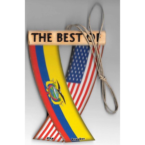 ECUADOR AND USA ECUADORIAN AMERICAN SOUTH LATIN AMERICAN REARVIEW MIRROR MINI BANNER HANGING FLAGS FOR THE CAR UNITY FLAGZ™..