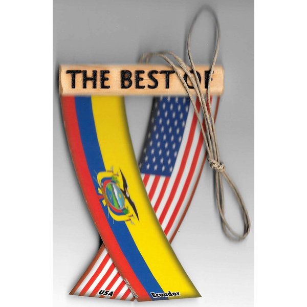 ECUADOR AND USA ECUADORIAN AMERICAN SOUTH LATIN AMERICAN REARVIEW MIRROR MINI BANNER HANGING FLAGS FOR THE CAR UNITY FLAGZ™..