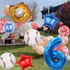 HADCKJA Baseball Balloon Baseball Birthday Party Supplies Number 6 Balloon Baseball Glove Balloon Red Blue Star Red Blue Confetti Balloon for Boy Shower Decorations Birthday Party Decorations 9Pcs