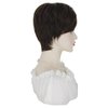 KEAT Brown Wigs for White Women Short Brown Wigs for Women Straight Brown Bob Wig Pixie Wigs for White Women with Bangs Natural Cute Synthetic Wigs for Daily Party K024BR