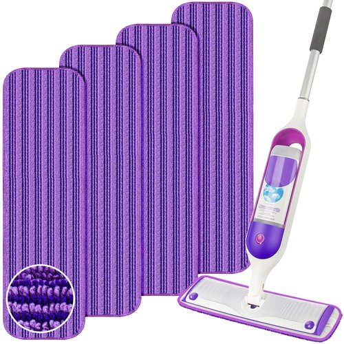 Reusable Mop Refills Pads for Swiffer PowerMop, 4 Pack Power Mop Refill Pads Microfiber Power Mop Pads Washable 15” Wet Pads Mopping Cloths for Multi-Surface & All Types of Floors, Purple
