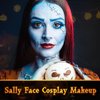 MEICOLY Sally Makeup Kit,Professional Sally Costume Corpse Bride Makeup,Light Blue Face Paint and Setting Powder Halloween Makeup Kit,Sally Face Cosplay,Liquid Eyeliner+False Eyelash+Lipstick+Sponges