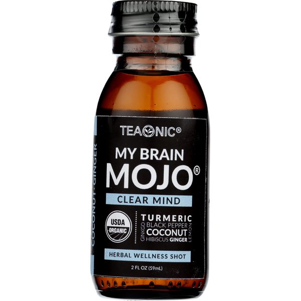 Teaonic My Brain Mojo Clear Mind, Herbal Wellness Shot, USDA Organic, 2 Oz (Pack of 6)
