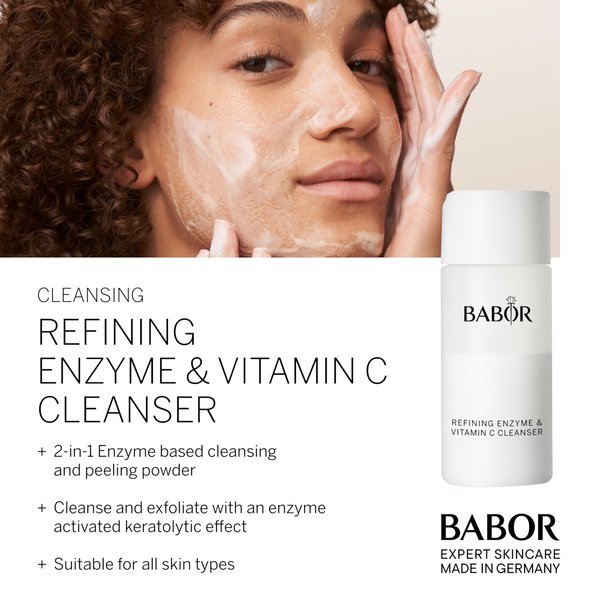 BABOR Refining Enzyme & Vitamin C Cleanser, Travel Enzyme Powder Cleanser, Exfoliating Face Wash Polish, Gentle Facial Scrub to Brighten and Even Complexion, 0.5 oz
