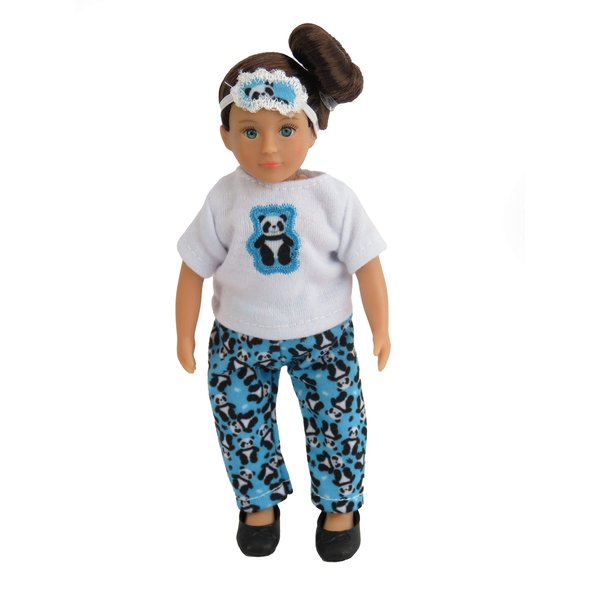American Fashion World Mini 6" Doll Panda Pajamas