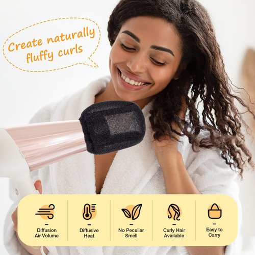 Noverlife 2PCS Hair Dryer Sock Diffuser Cover, Sponge Hair Dryer Diffuser Cover, Soft Hair Dryer Mitten Diffuser, Universal Hair Dryer Hot Sock Diffuser, Diffuser Sock with Elastic Band for Hair Dryer