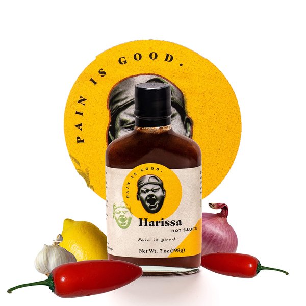 Pain is Good - Harissa Hot Sauce - 7oz Bottle - Made in USA - All Natural Ingredients, Non-GMO, Gluten-Free, Sugar-Free, Vegetarian, Keto - Pack of 1