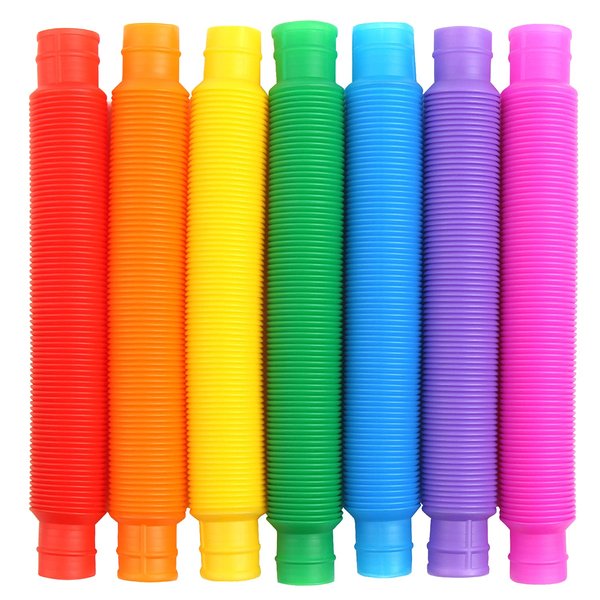 FINGOOO 7 Pieces Jumbo Pop Toobs Fidget Toys,Pop Tubes Sensory Toys for Kids Adults DIY Decompression ADHD Autism