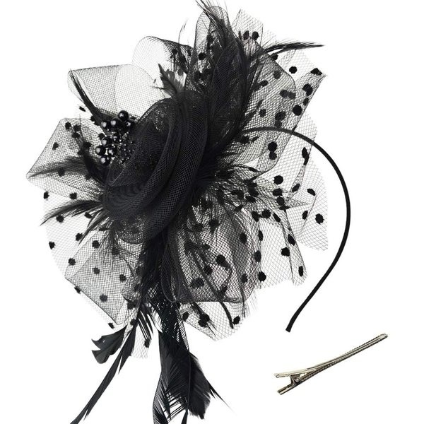 Fascinators Hats 20s 50s Pillbox Hat Cocktail Tea Party for Women (Black, One Size)