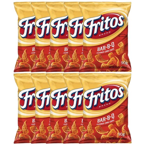 Fritos Bar-B-Q Flavor Corn Chips 90g (2.3oz) Bag BOX OF 10 Plus free TOTE