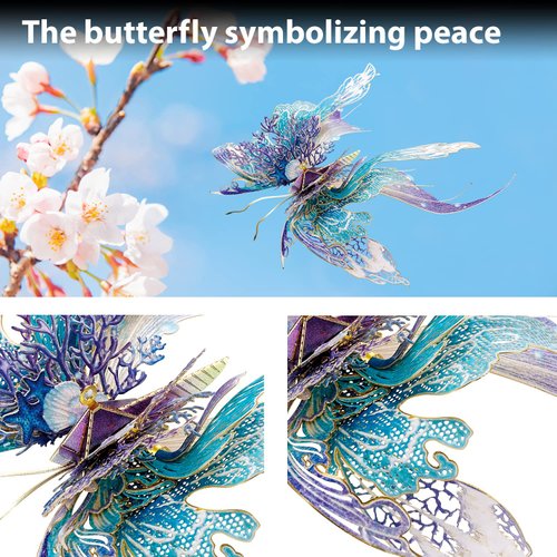 Microworld 3D Metal Puzzle Kits, Wish Butterfly 3D Puzzles for Adults, Home Blessing Metal Model Kits, DIY Brain Teaser Creative Handcraft Gift for Teen Family for Birthday- (Friendship)
