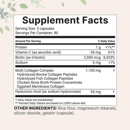 Micro Ingredients Multi Collagen Pills for Women & Men, 240 Capsules | Type I, II, III, V, X - Hydrolyzed Collagen Peptides with Biotin, Hyaluronic Acid & Vitamin C | Hair, Skin, Nail & Joint Support