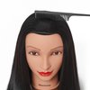 Headwinn Mannequin Head with Hair 26"-28" Synthetic Fiber Hair Styling Training Head Manikin Cosmetology Doll Head for Wigs Free Clamp Stand (Black)