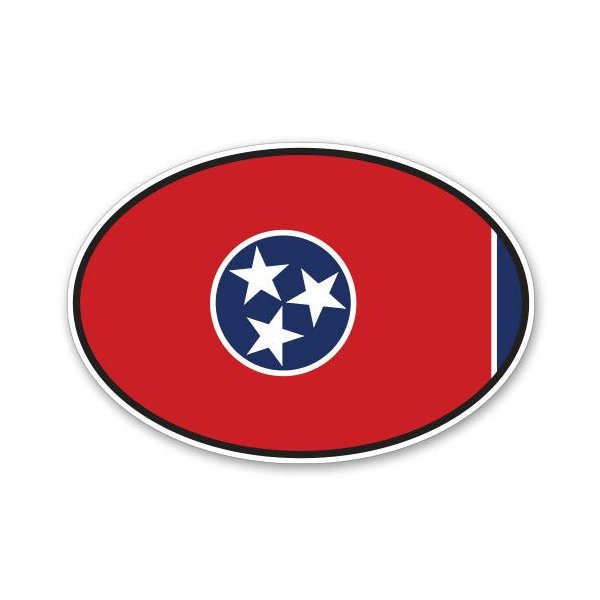 GT Graphics Express Tennessee State Flag Oval - 12" Vinyl Sticker Waterproof Decal