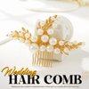 YBSHIN Bride Wedding Hair Comb Gold Pearl Headpiece Leaf Hair Pieces Bridal Side Combs Hair Accessories for Women and Girls