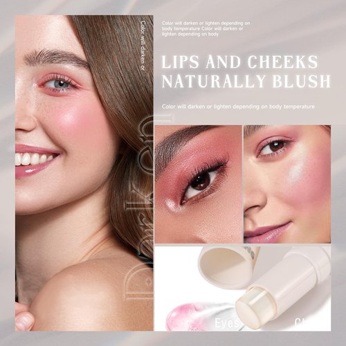 Noerrors Moisturizing Color Changing Blush Stick Magic Ph Temperature Change Clear Glassy Cream Blusher for Cheek Tint Lip Gloss Multi Use Transparent Rubor Rouge for Face Makeup Glossy Shinny Finish