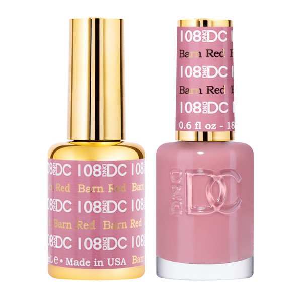DND Gel Polish Set - 1 each of Pink Gel Polish and Pink Nail Polish, 108 Barn Red, 0.5 Fl Oz