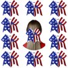 10 Pcs 4th of July Glitter Cheer Hair Bows 8'' Patriotic Cheerleader Hair Bows Red White Blue America Flag Hair Bow with Elastic Ponytail Holder Independence Day Hair Accessory for Kids (Stylish)