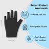 COMMEMA UV Gloves for Gel Manicures, Fingerless UV Protection Gloves with UPF50+ for UV Nail Lamp and Nail Accessories, All-Black Design with 100% Silicone