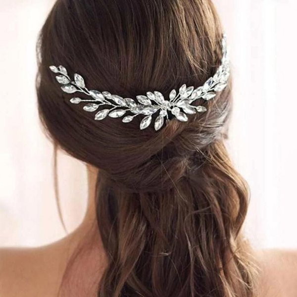 CASOLVX Bride Crystal Wedding Hair Comb Silver Bridal Hair Vine Rhinestone Hair Accessories for Women Bridal and Bridesmaid