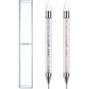 White Rhinestone Picker Dotting Pen, Rhinestone Tool With 2 Extra Wax Tips for Nail Art DIY,Dual End Nail Rhinestone Picker Tool with Crystal Beads Handle for Gems,Stones, Crystals Nail Art and Polish