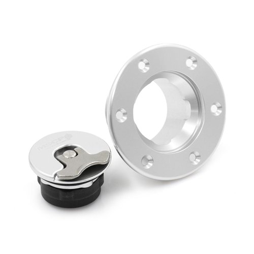 Billet Aluminum 35.5mm Fuel Cell Gas Cap Fuel Surge Tank Cap with 6 Hole Non-vented (Silver)