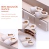 COHEALI Mini Finger Shoes 4pcs Mini Wooden Shoes Miniature Wooden Shoes Blank Wooden Shoes Mini House Decor Miniature Doll Shoes