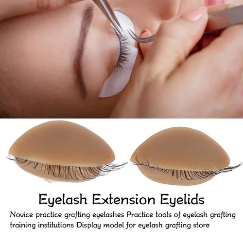 Mannequin Head Eyelids, 3 Pairs Replacement Realistic Eyelashes Extension Training Tools Removable Eyelid Detachable Advance Eyelash Silicone Extensions Kit Doll Head Practice Makeup Lashes Soft Touch