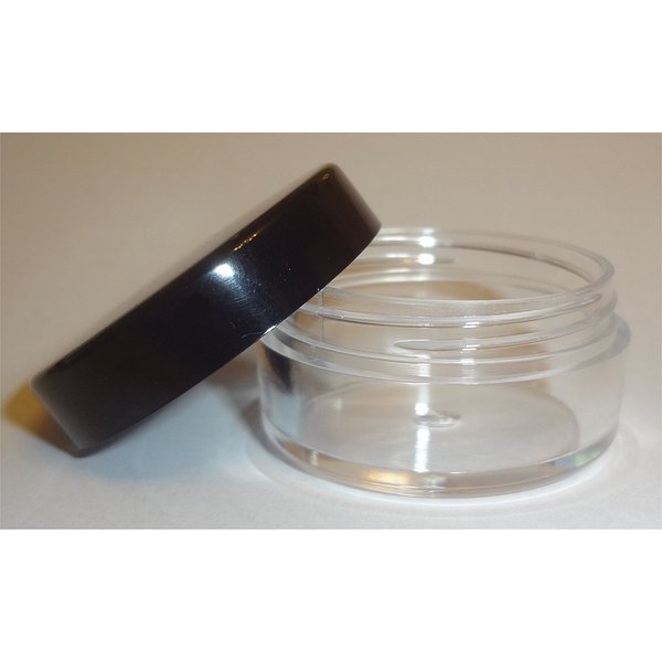 10-gram Clear Round Sample Jars with Black Cap (Bag of 50)
