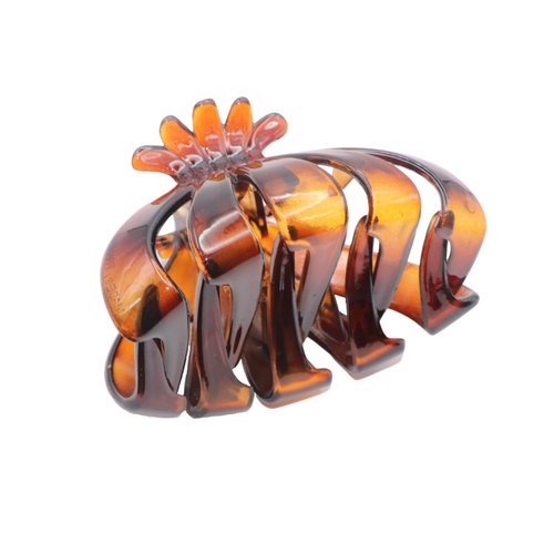 Parcelona French Fleur Medium 3.25" Wide Tortoise Shell Celluloid French Hair Claw Clips Jaw Fashion Durable and Styling Hair Accessories for Women Strong Hold No Slip Grip, Made in France