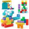TENYEAH 56 PCS Magnetic Blocks, Transparent Magnet Building Blocks for Toddlers, Preschool Educational Construction Kit, Sensory Montessori Autism Toys for Kids Girls Boys 3+