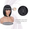 LUVEUNI Short Bob Wig with Bangs Straight Black Wigs for Women Costume Wigs for Girl Shoulder Length Synthetic Cosplay Wig (Black)