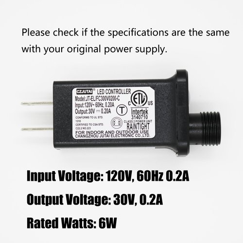 8 Mode Light LED Transformer 30V LED Controller Class 2 Power Supply, Low Voltage Transformer US Plug Adapter Replacement for String Light, not Fit for 8 Mode with Control Box and 1 Mode String Light