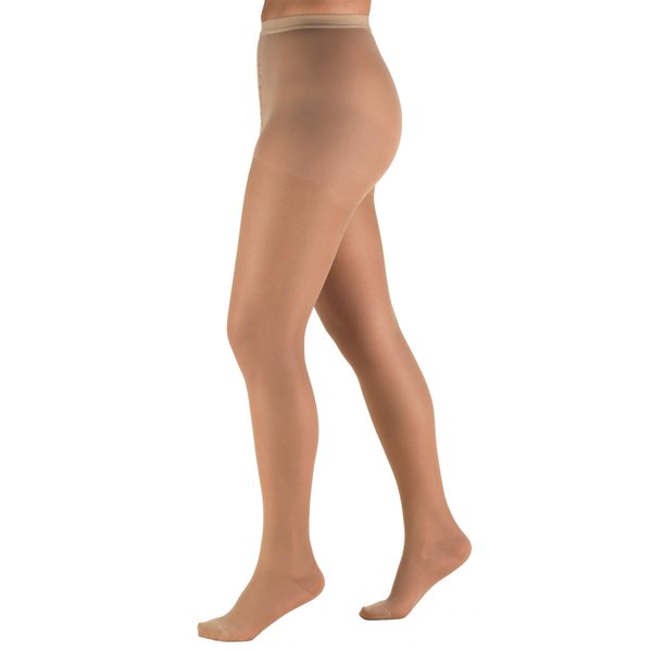 Truform 15-20 mmHg Compression Pantyhose, Sheer 20 Denier Women's Shaping Tights, Light Beige, X-Tall
