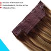 Wirees Human Hair Extensions,Ombre Chocolate Brown to Caramel Blonde Highlights Remy Hair Extensions Balayage Secrect Wire Extensions Natural Straight Hair Flip in Extensions 20 inch 100g