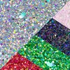 Holographic Chunky Glitter 50g Silver+8g*4 Body Glitter with Multi-Shapes Black+Pink&White+Red+Green Sparkle Glitter for Body Face Eye Hair Makeup Glitter for Resin Project+Quick Dry Makeup Glue