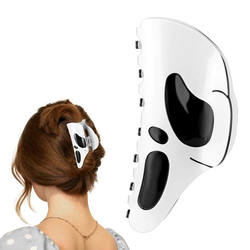 Mabor Halloween Hair Clips Ghost Face Hair Clip Funny Big Mask Goth Hair Claw Clips Ponytail Claw Clips for Women Girls Skull Hair Clips for Cosplay Costume Party Daily Wear